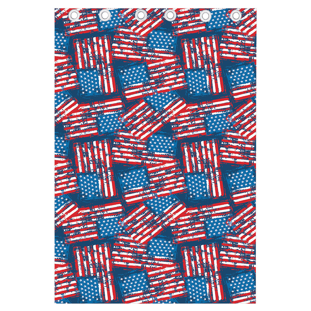Grunge American Flag Pattern Print Curtain