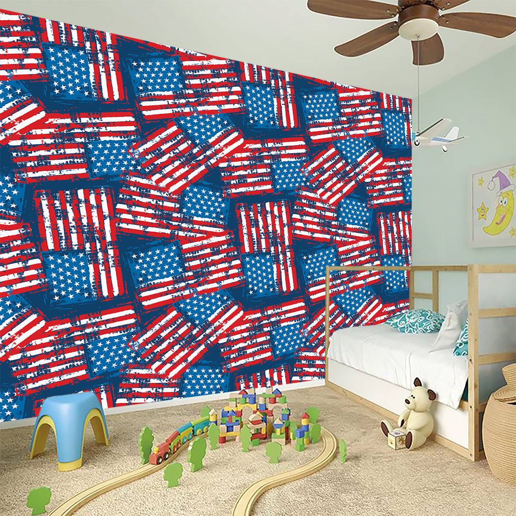 Grunge American Flag Pattern Print Wall Sticker