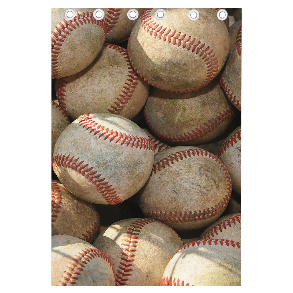 Grunge Baseballs Print Curtain