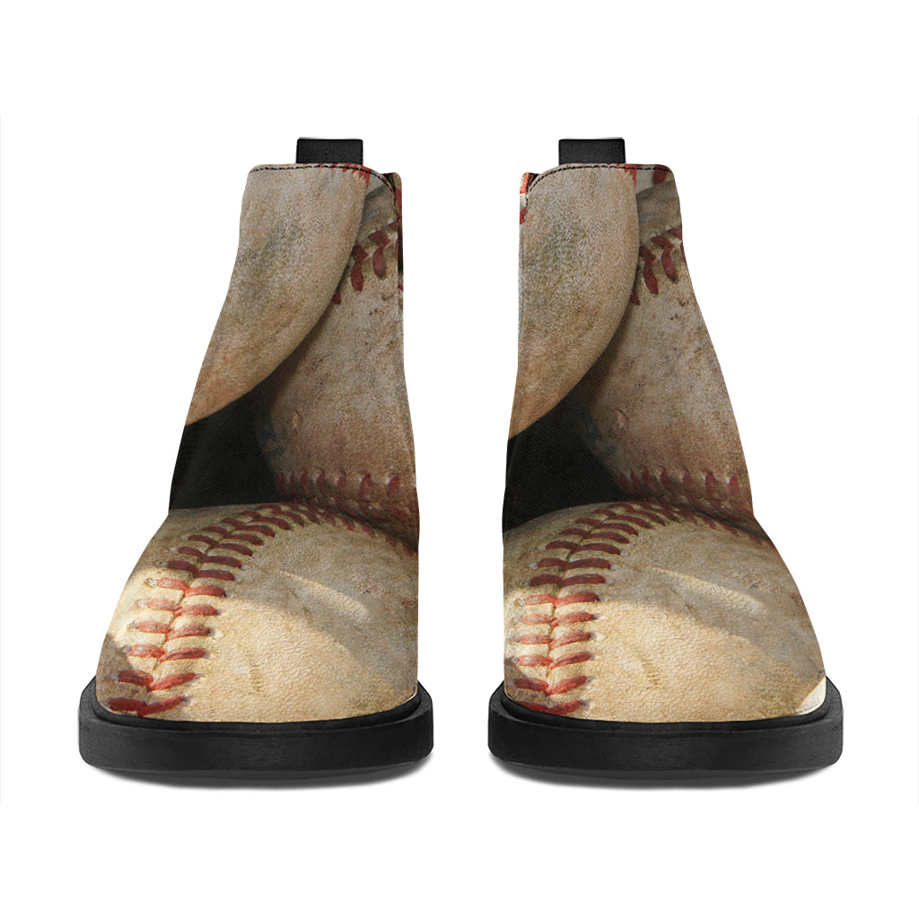 Grunge Baseballs Print Flat Ankle Boots