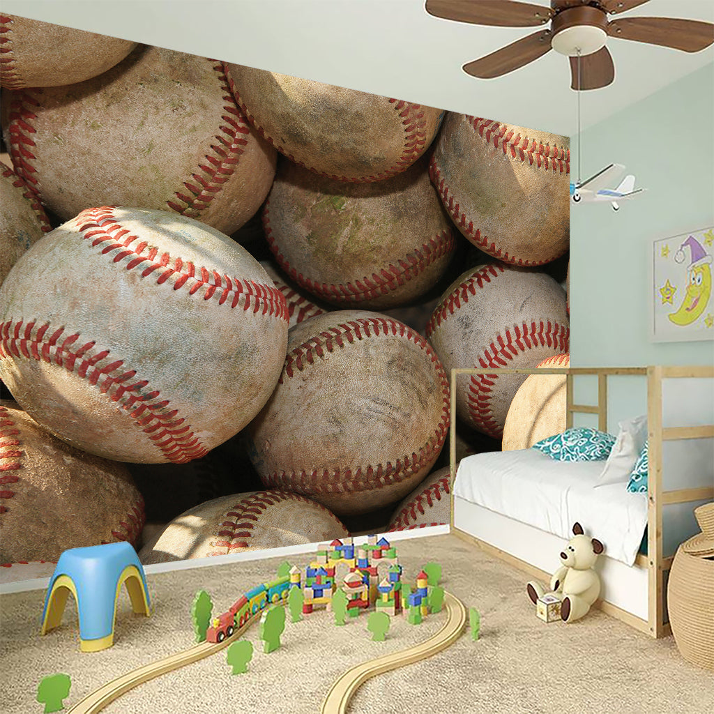 Grunge Baseballs Print Wall Sticker