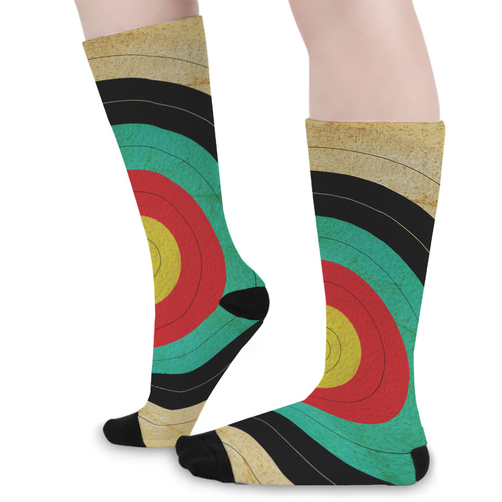 Grunge Bullseye Target Print Long Socks