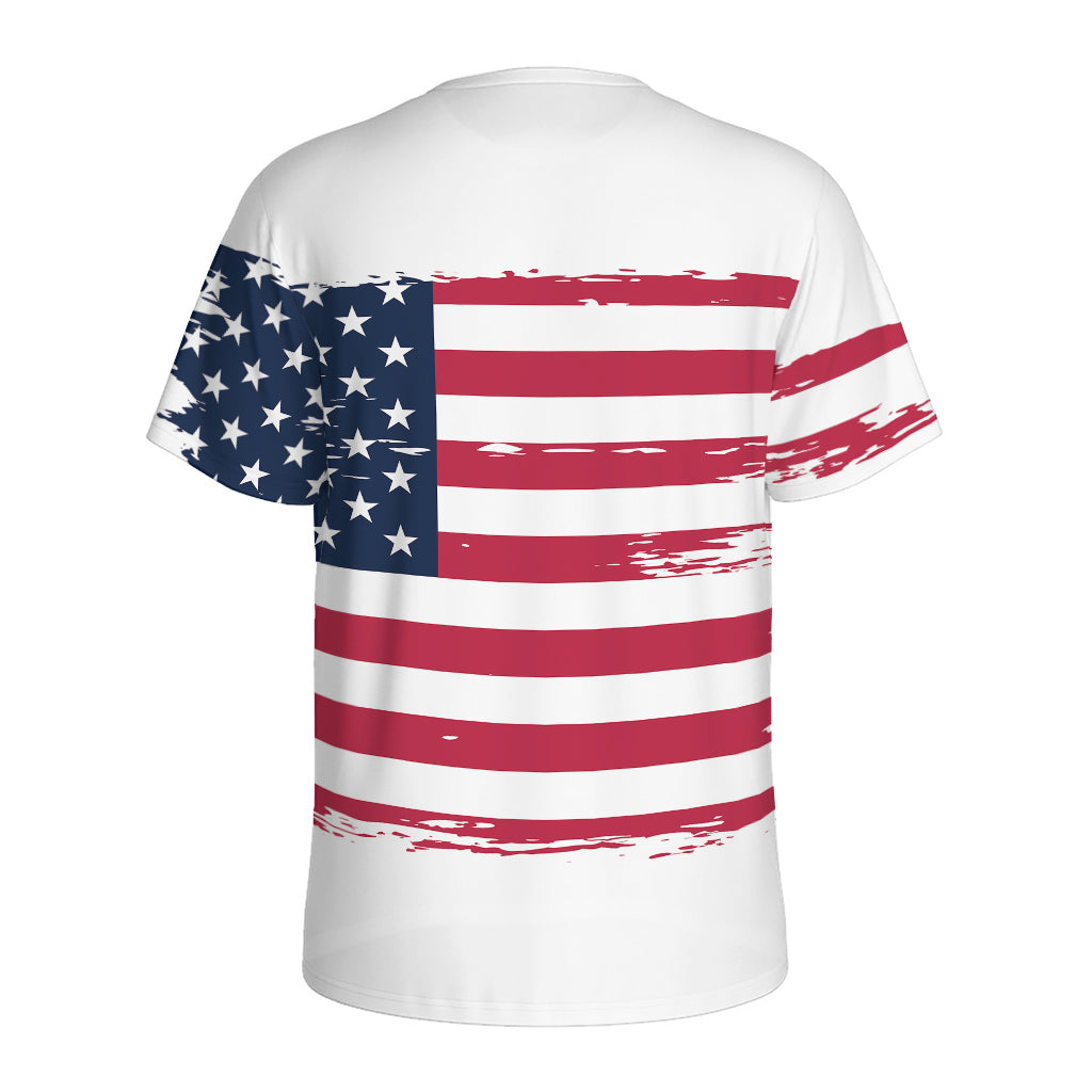 Grunge Flag Of USA Print Men's Sports T-Shirt