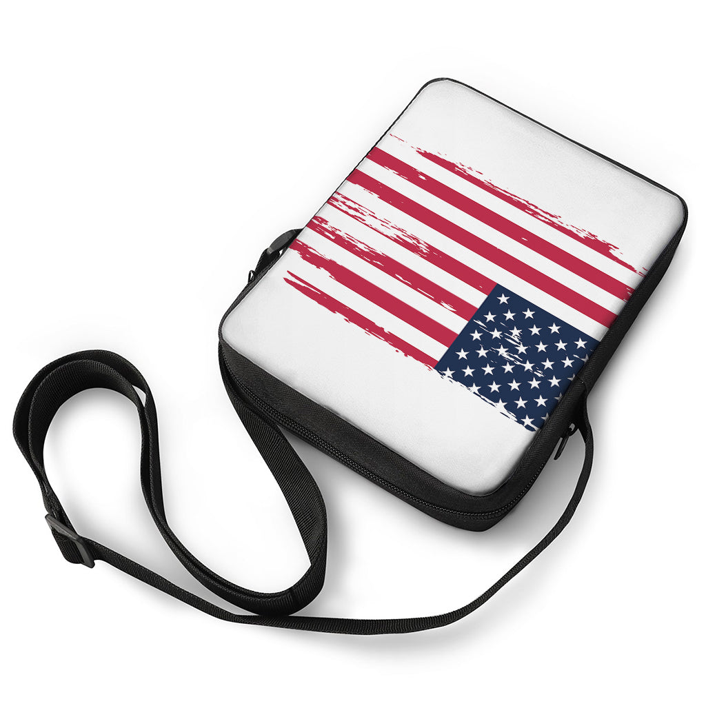 Grunge Flag Of USA Print Rectangular Crossbody Bag