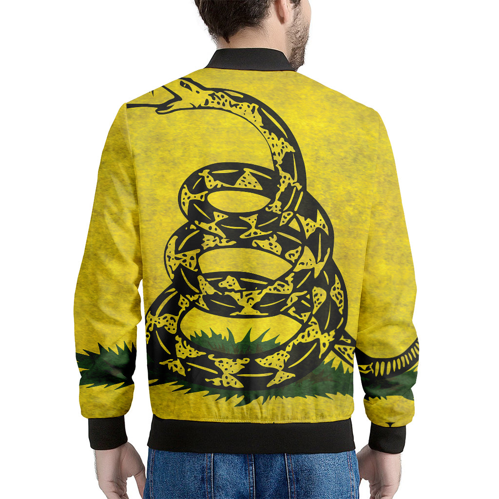 Grunge Gadsden Flag Print Men's Bomber Jacket
