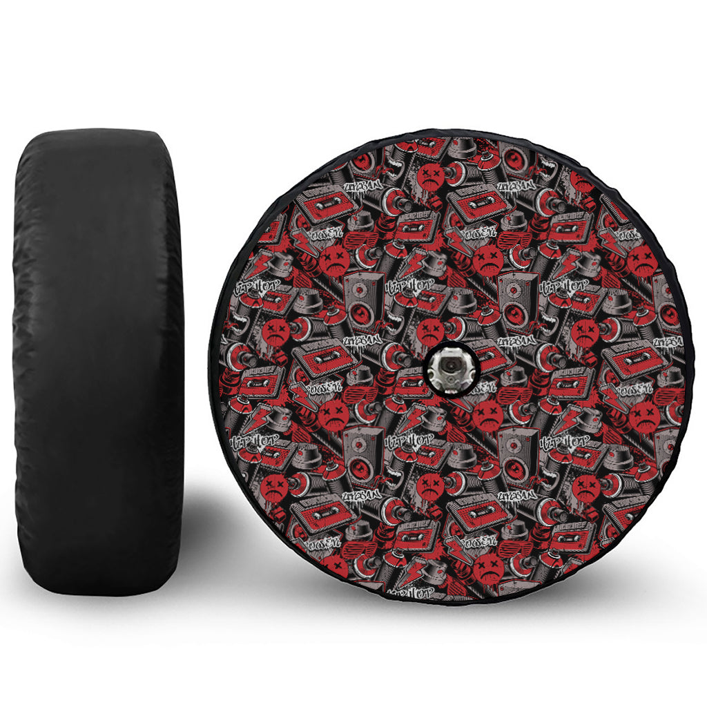 Grunge Graffiti Pattern Print Tire Cover With Camera Hole