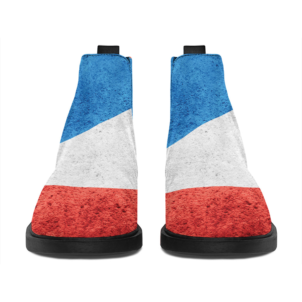 Grunge Puerto Rican Flag Print Flat Ankle Boots