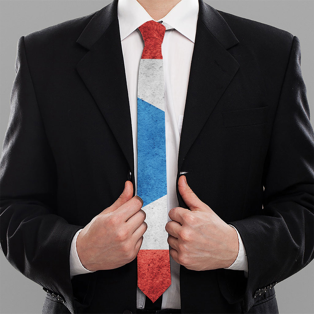 Grunge Puerto Rican Flag Print Necktie