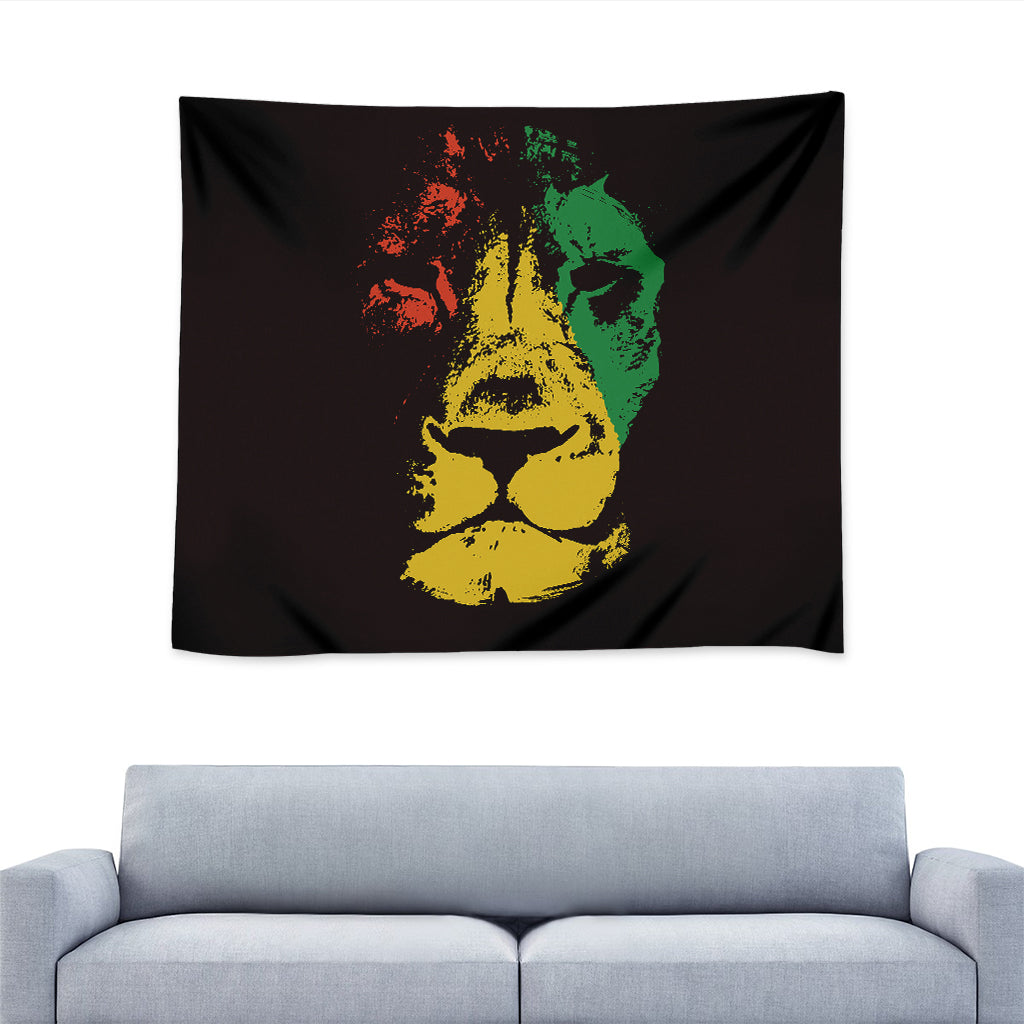 Grunge Rasta Lion Print Tapestry