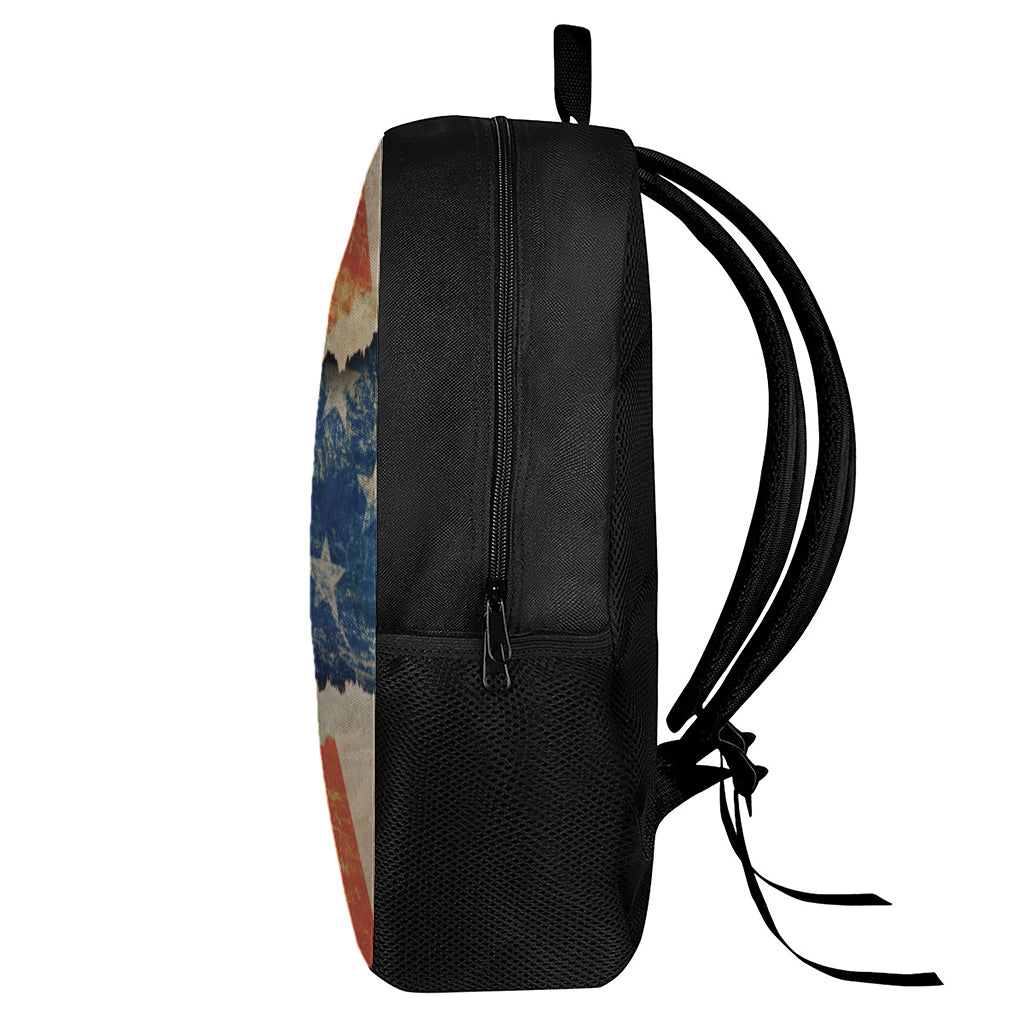 Grunge Ripped Paper American Flag Print 17 Inch Backpack