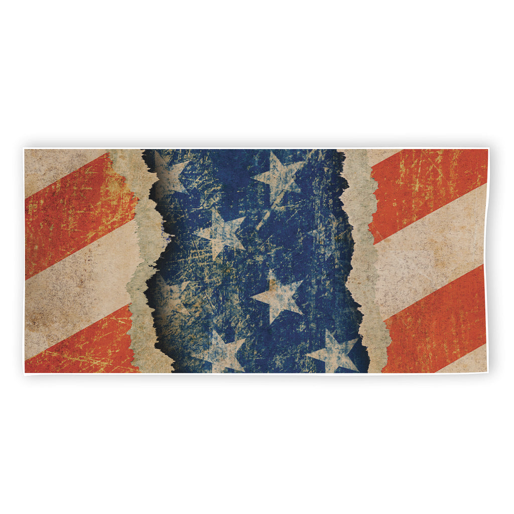 Grunge Ripped Paper American Flag Print Beach Towel
