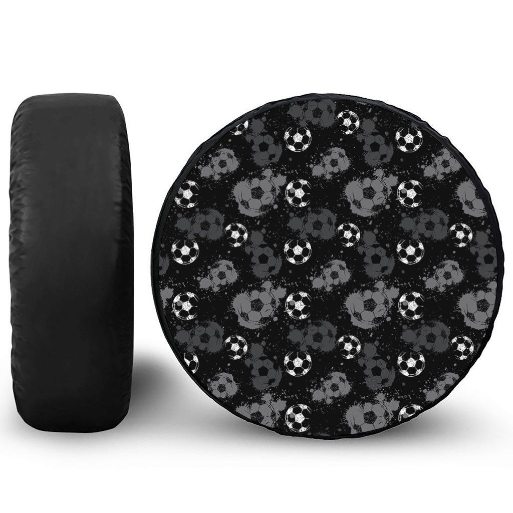 Grunge Soccer Ball Pattern Print Tire Cover