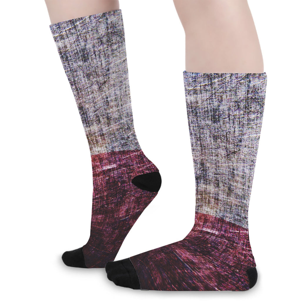 Grunge Texas Flag Print Long Socks