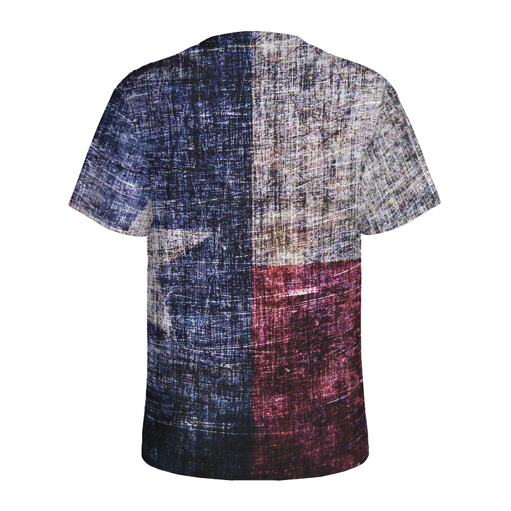 Grunge Texas Flag Print Men's Sports T-Shirt