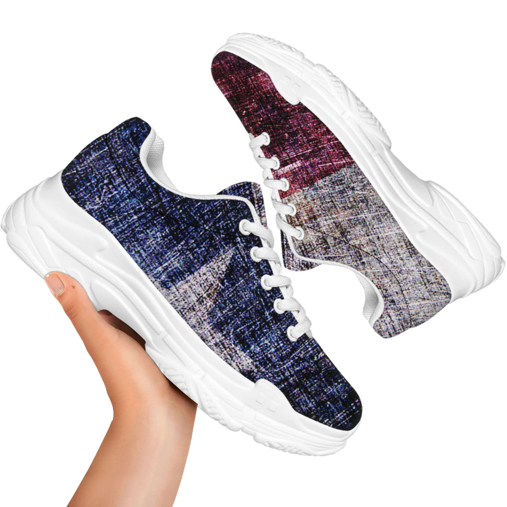Grunge Texas Flag Print White Chunky Shoes