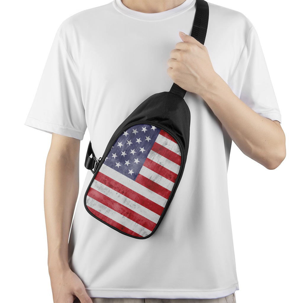 Grunge USA Flag Print Chest Bag
