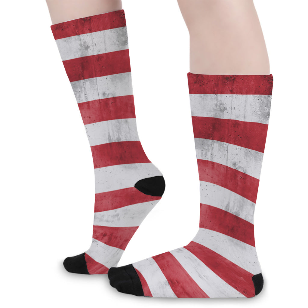 Grunge USA Flag Print Long Socks
