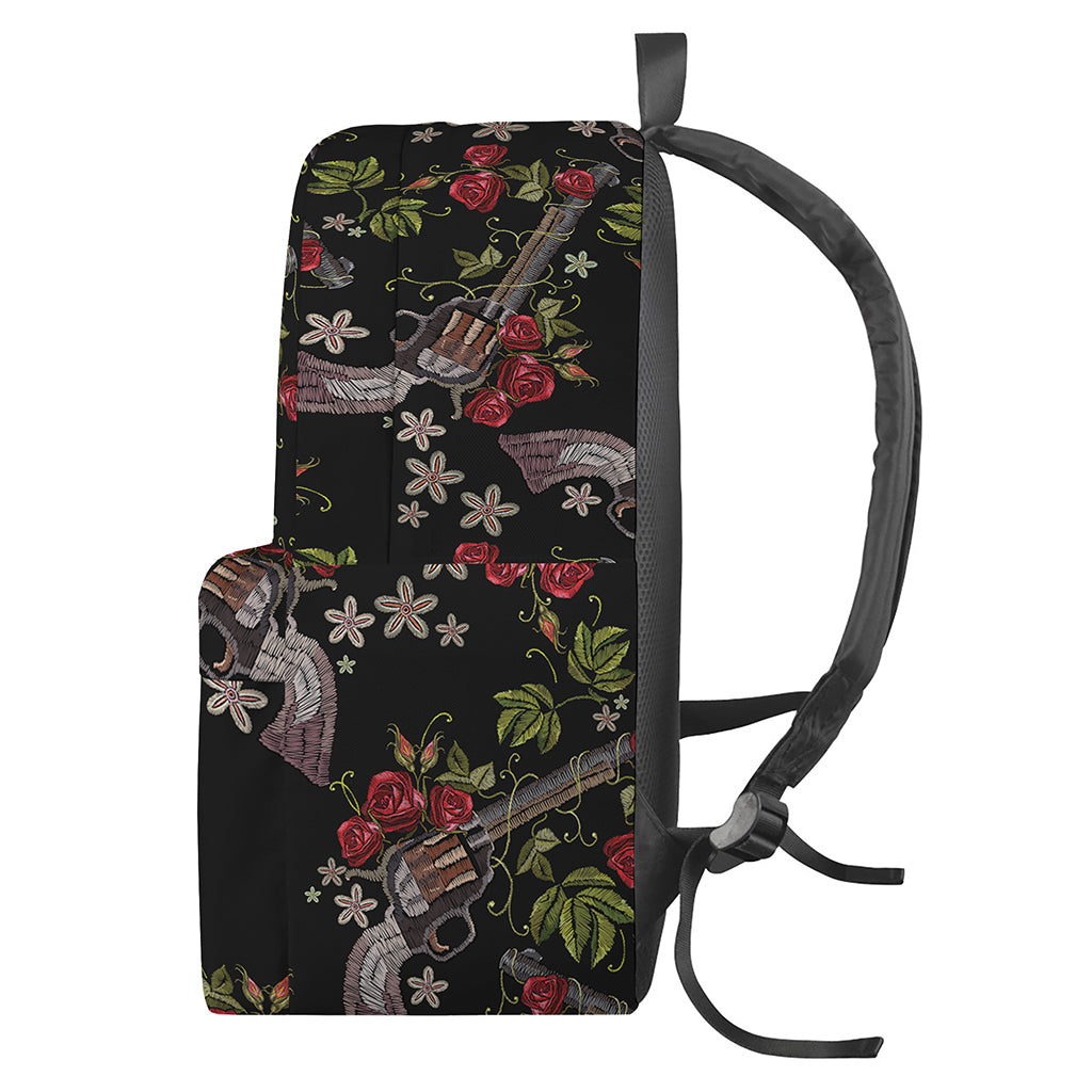 Guns And Flowers Pattern Print Backpack