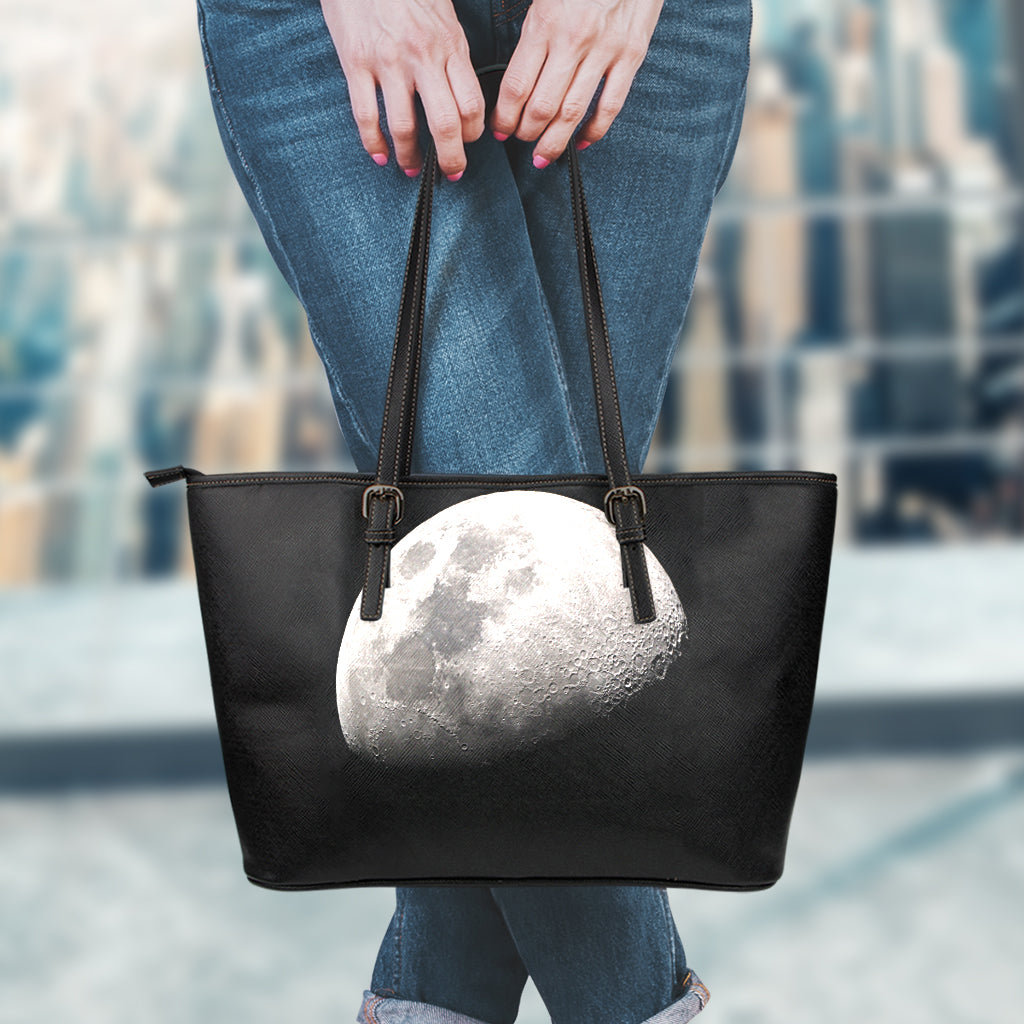 Half Moon Print Leather Tote Bag