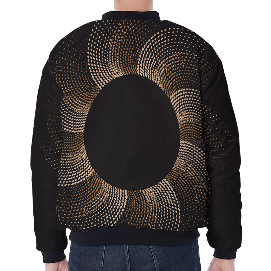 Halftone Dot Sun Print Zip Sleeve Bomber Jacket