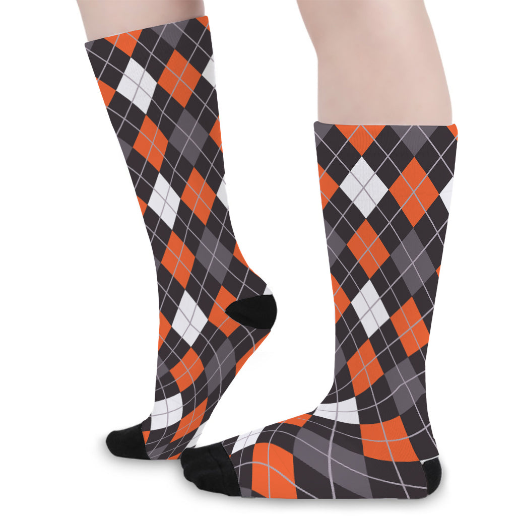 Halloween Argyle Pattern Print Long Socks