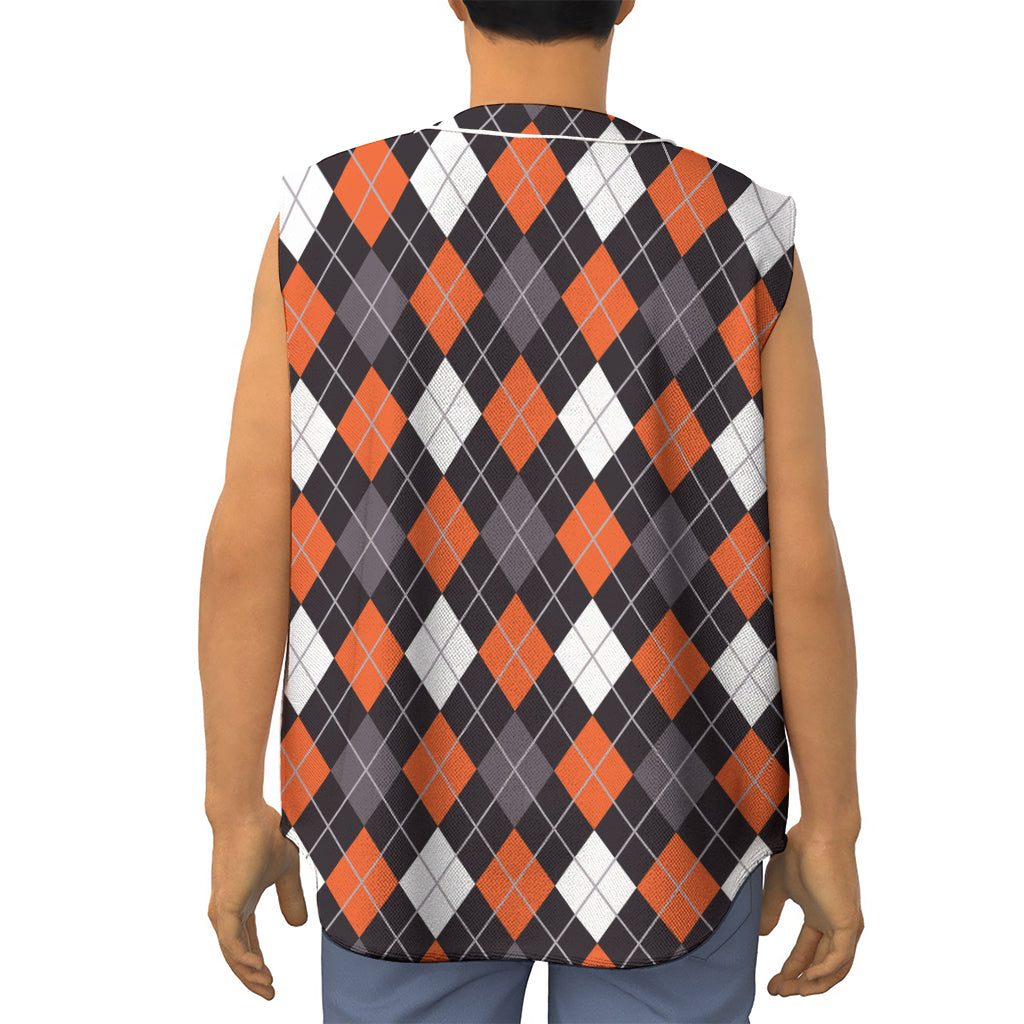 Halloween Argyle Pattern Print Sleeveless Baseball Jersey