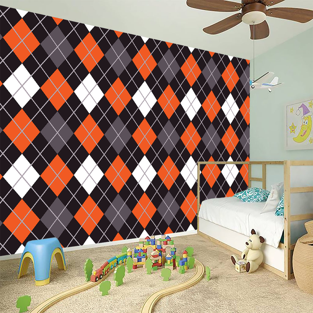 Halloween Argyle Pattern Print Wall Sticker