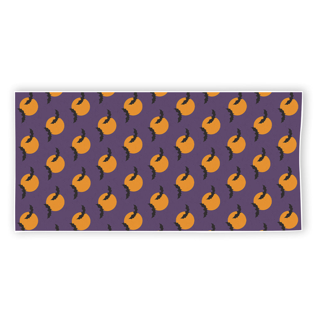 Halloween Bat And Moon Pattern Print Beach Towel