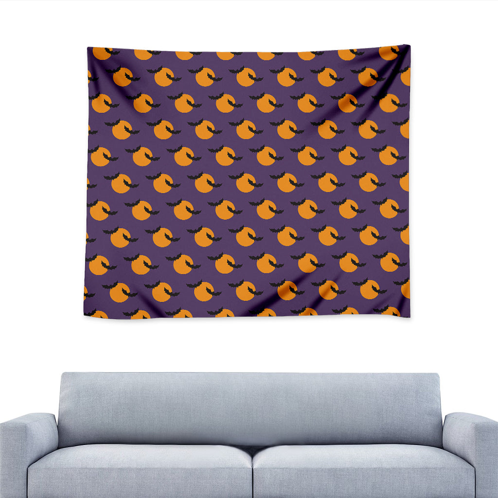 Halloween Bat And Moon Pattern Print Tapestry