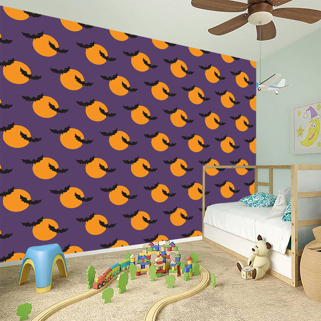 Halloween Bat And Moon Pattern Print Wall Sticker