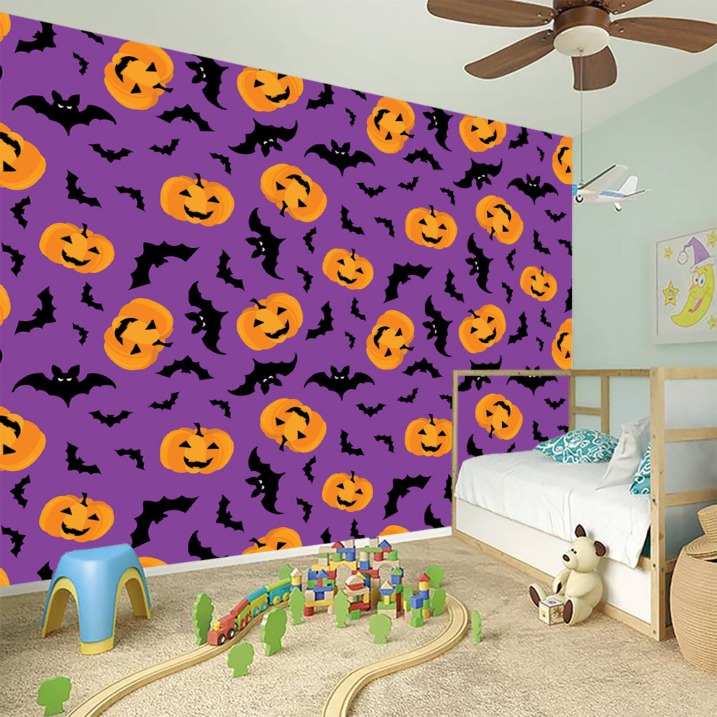 Halloween Bat And Pumpkin Pattern Print Wall Sticker
