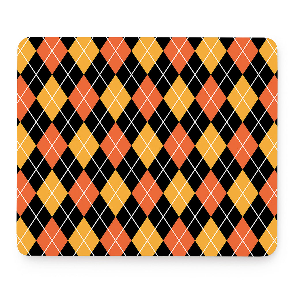 Halloween Black And Orange Argyle Print Mouse Pad