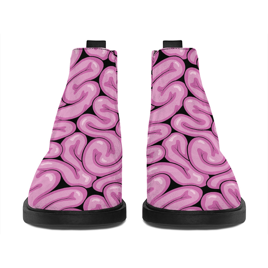 Halloween Brain Print Flat Ankle Boots