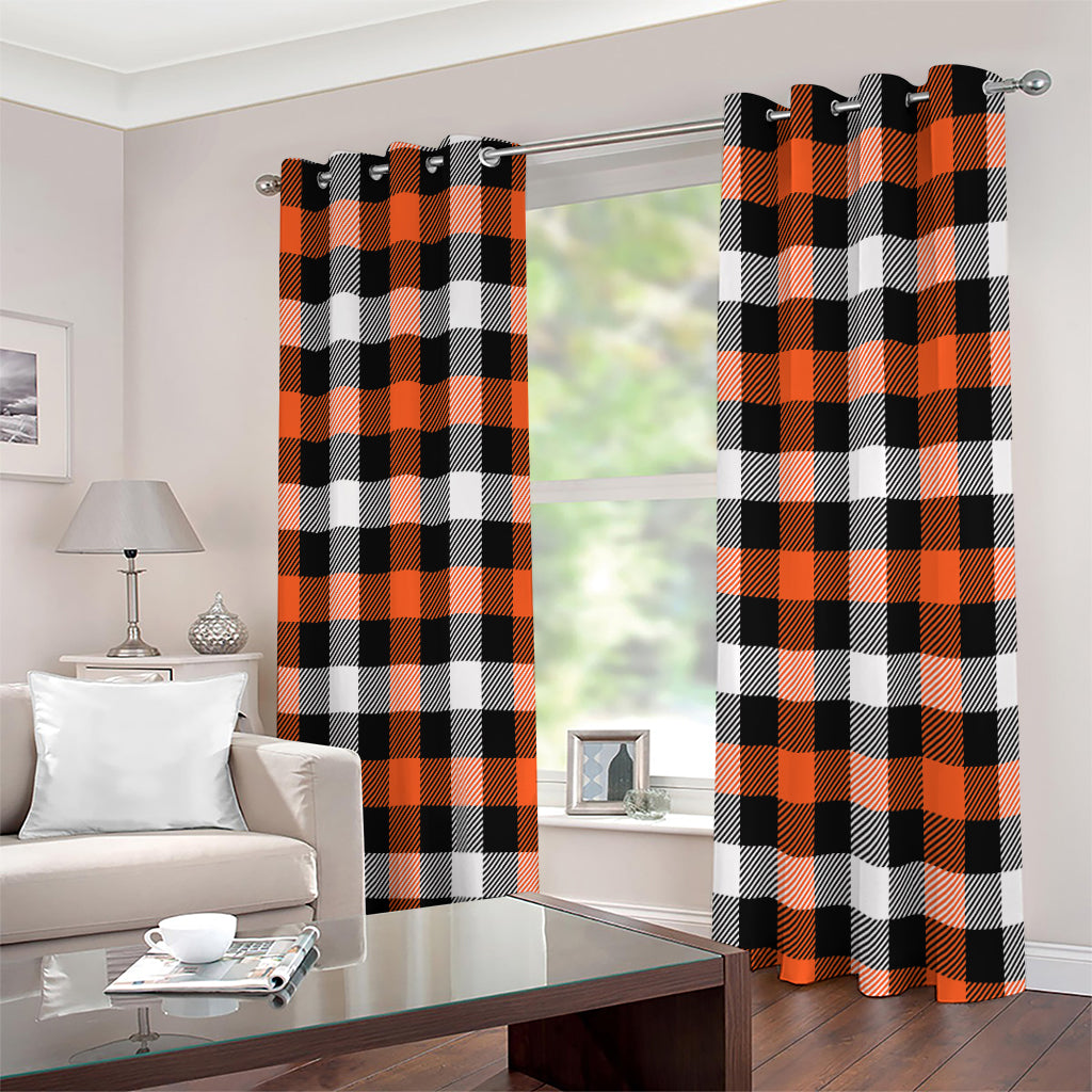 Halloween Buffalo Plaid Pattern Print Extra Wide Grommet Curtains
