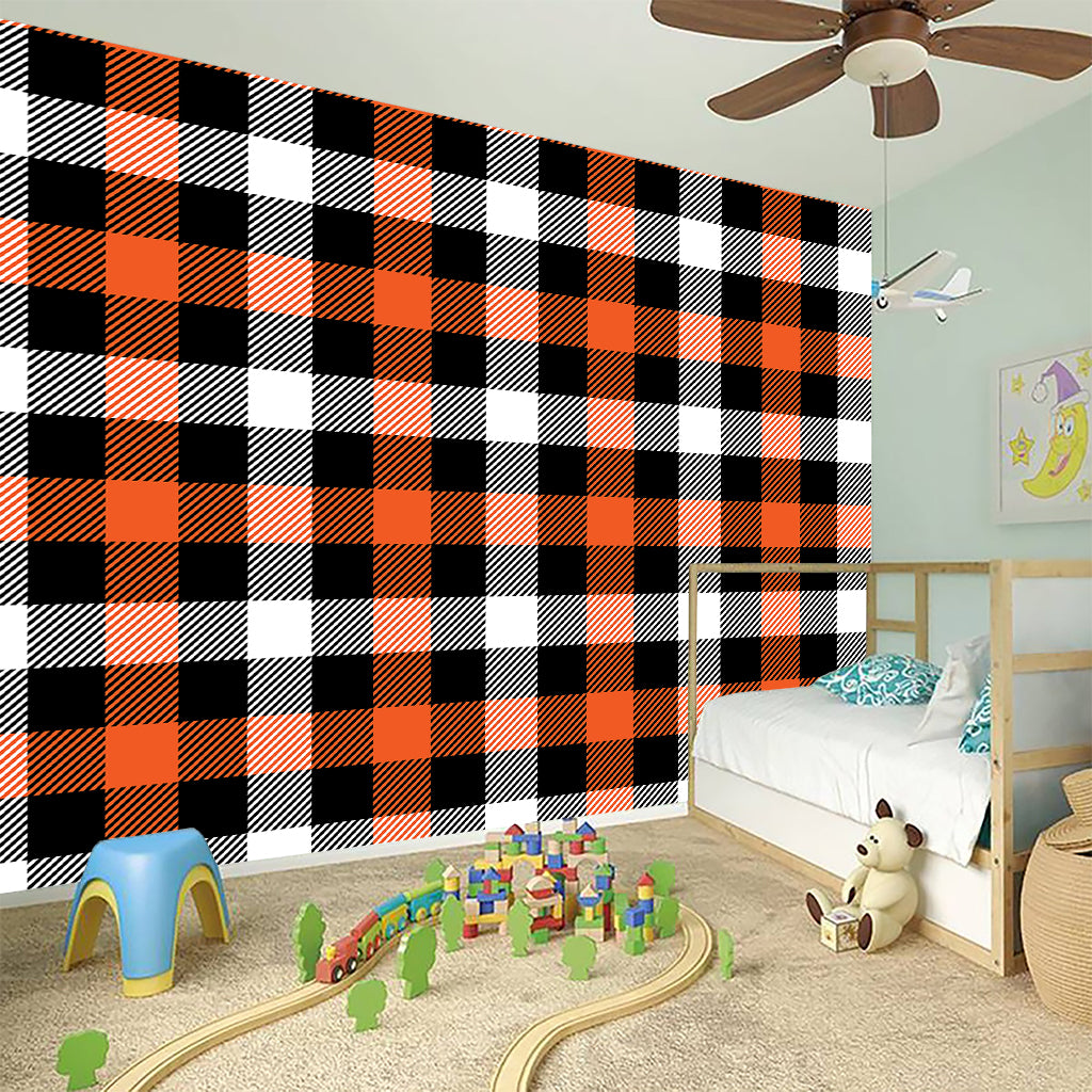 Halloween Buffalo Plaid Pattern Print Wall Sticker