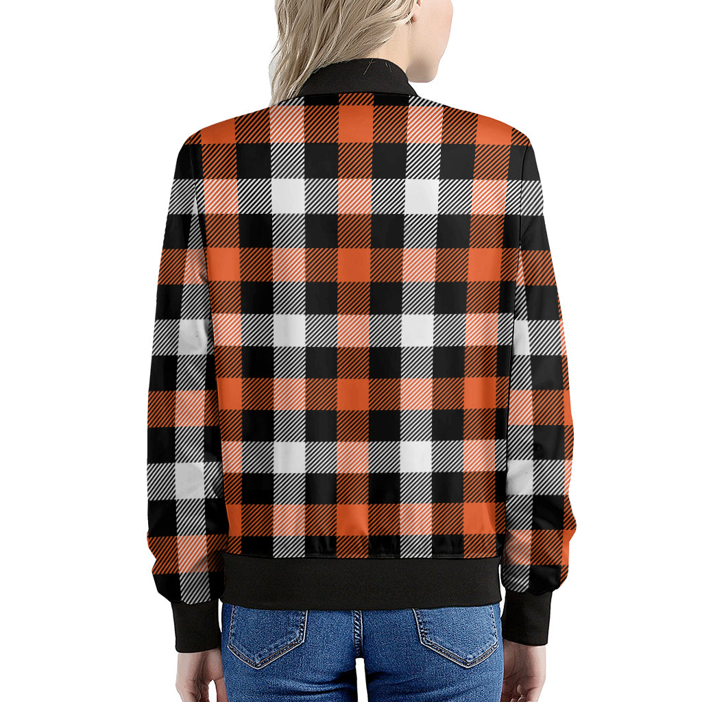 Halloween Buffalo Plaid Pattern Print Women's Bomber Jacket