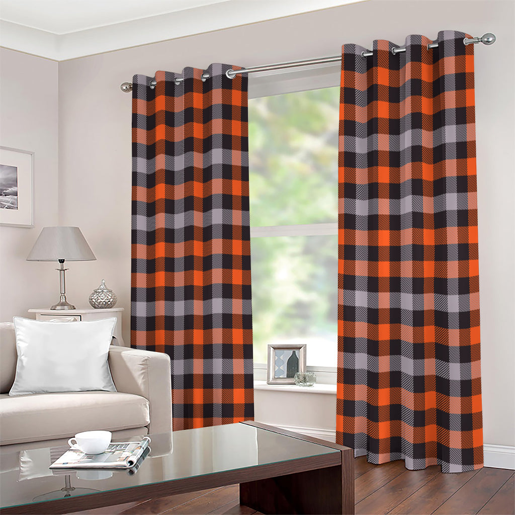 Halloween Buffalo Plaid Print Extra Wide Grommet Curtains