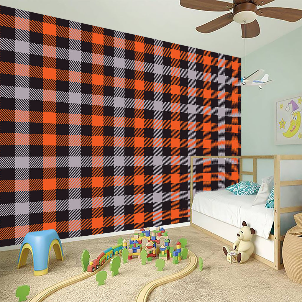 Halloween Buffalo Plaid Print Wall Sticker