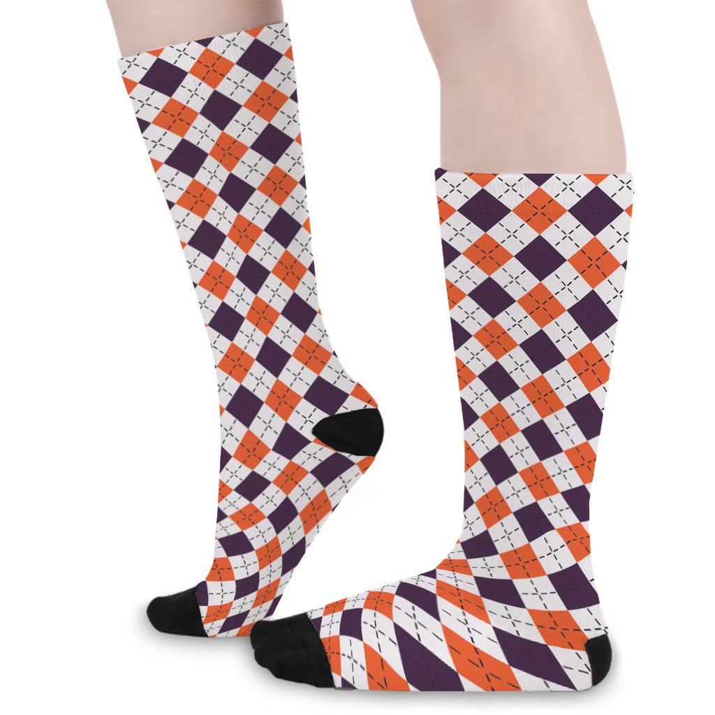 Halloween Checked Pattern Print Long Socks