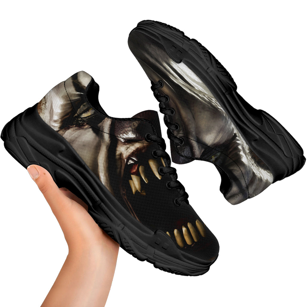 Halloween Clown Print Black Chunky Shoes