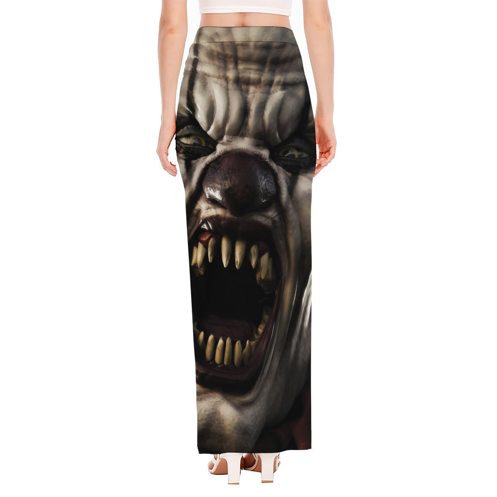 Halloween Clown Print High Slit Maxi Skirt