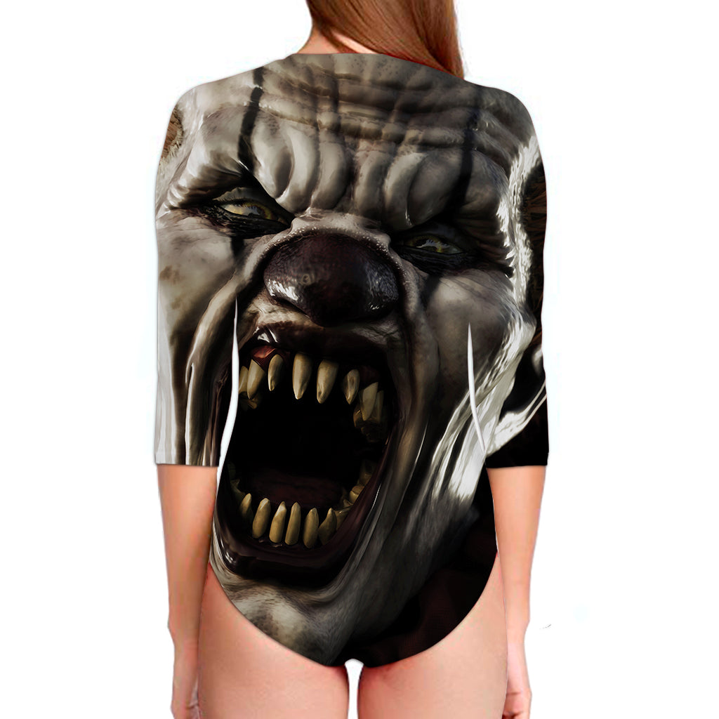 Halloween Clown Print Long Sleeve Swimsuit