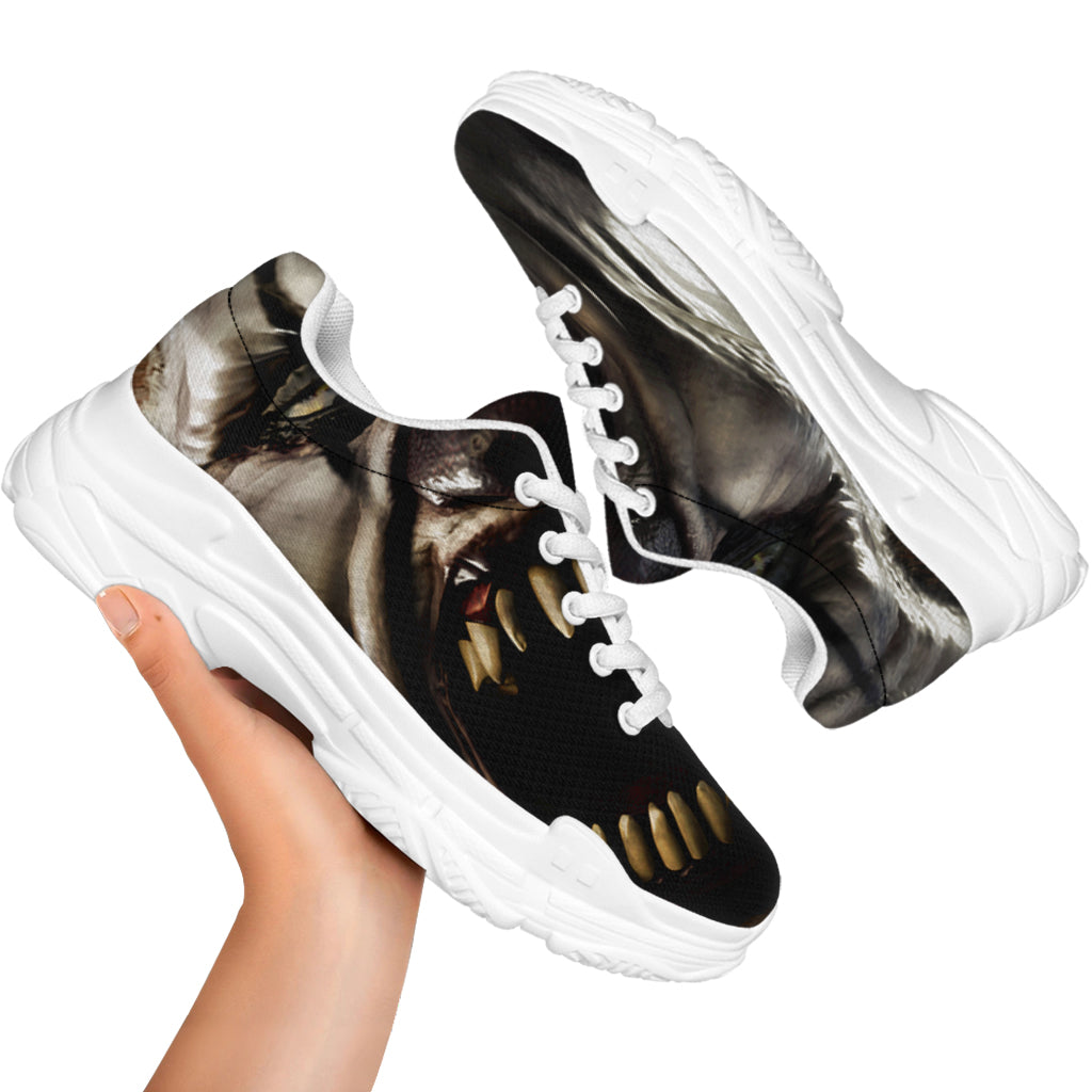 Halloween Clown Print White Chunky Shoes