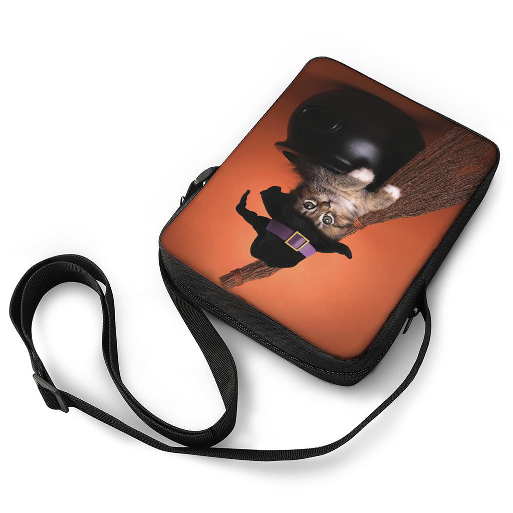 Halloween Cute Witch Cat Print Rectangular Crossbody Bag