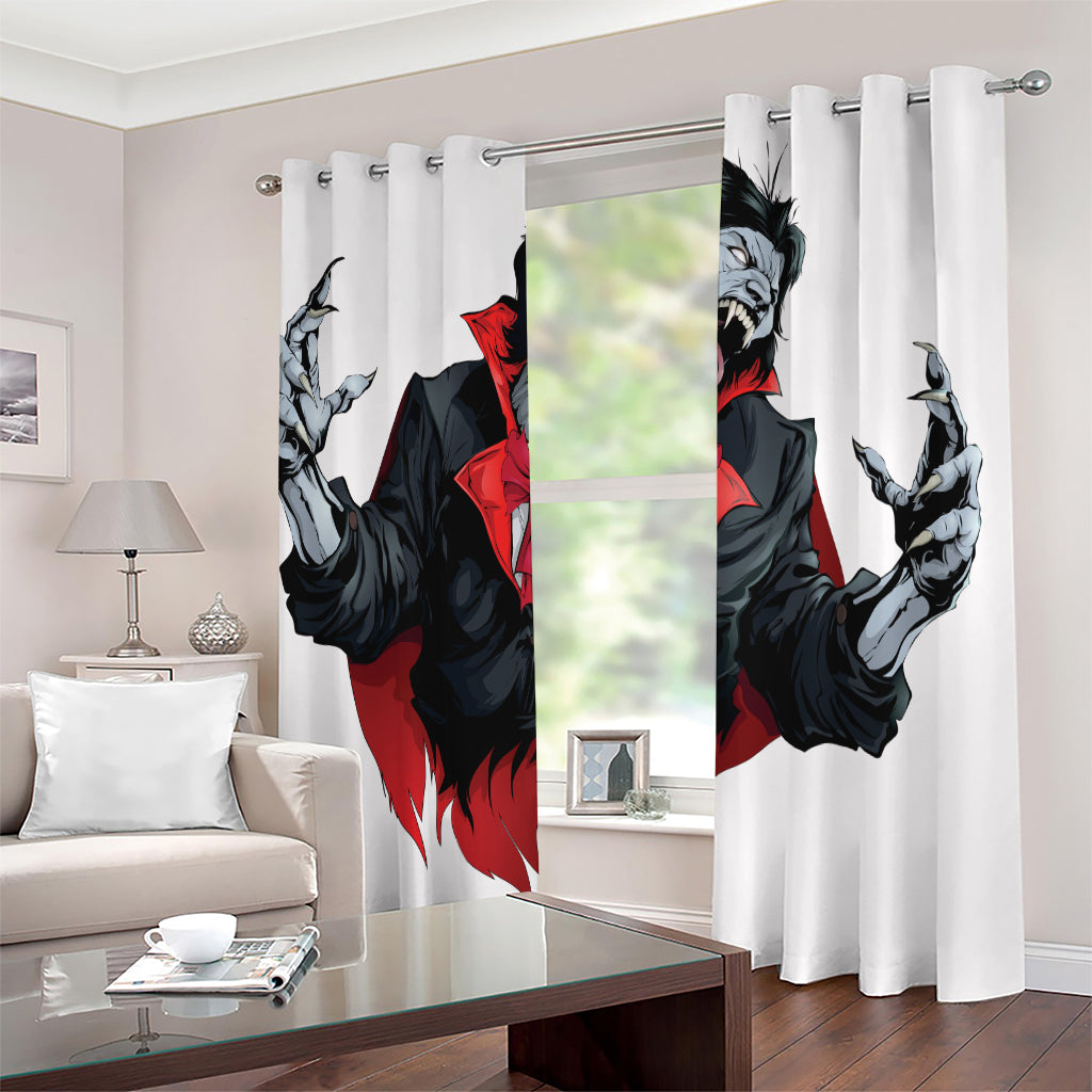 Halloween Evil Vampire Print Extra Wide Grommet Curtains