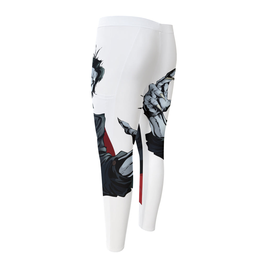 Halloween Evil Vampire Print Men's Compression Pants