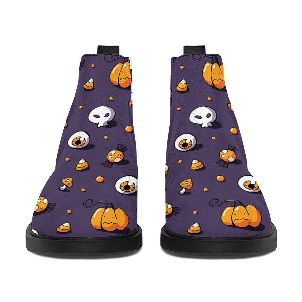 Halloween Eyeball Pattern Print Flat Ankle Boots