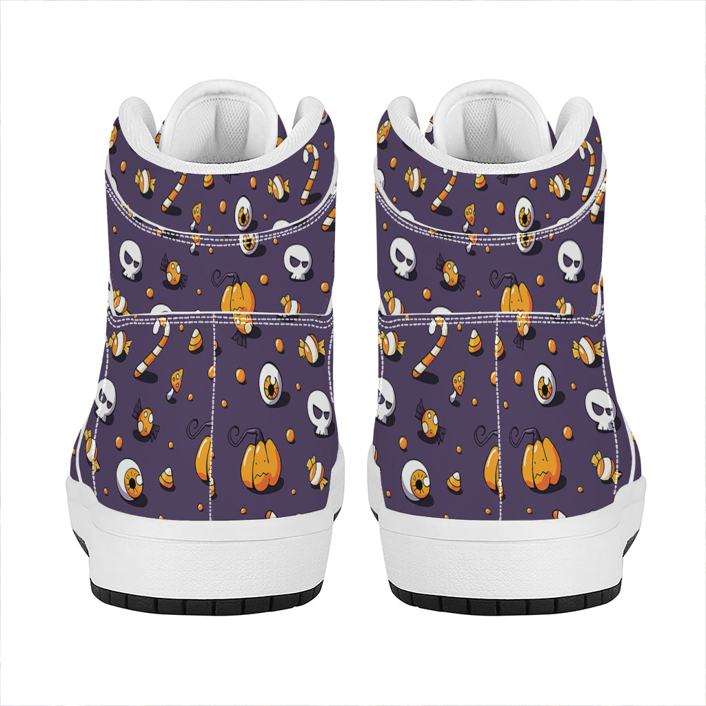 Halloween Eyeball Pattern Print High Top Leather Sneakers