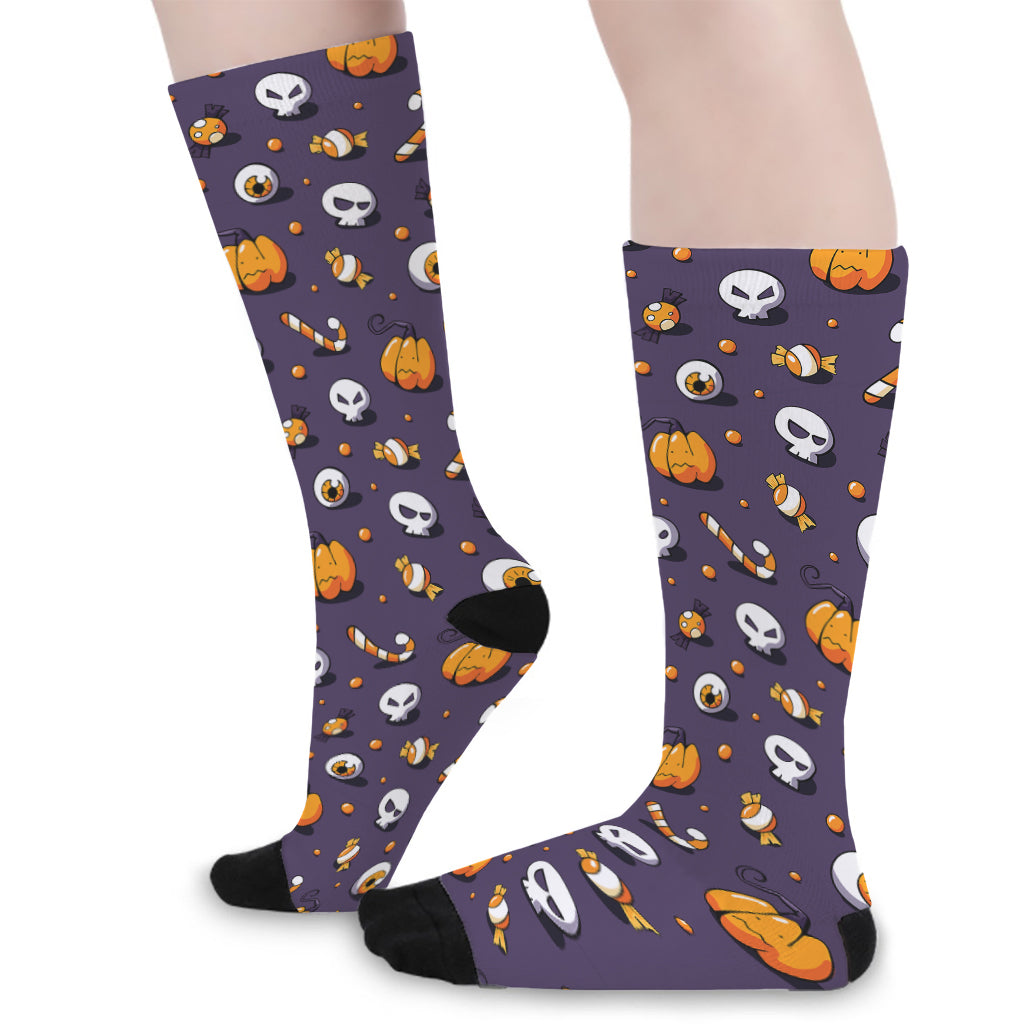 Halloween Eyeball Pattern Print Long Socks