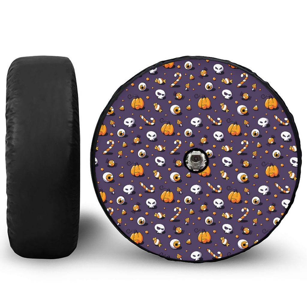 Halloween Eyeball Pattern Print Tire Cover With Camera Hole